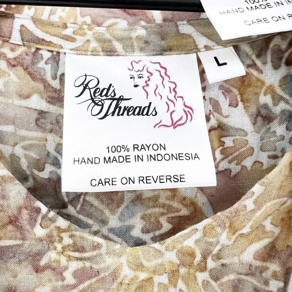 Red Threads Women's Brown 2 Piece Set Blouse Hippie Top Size L - Picture 3 of 7